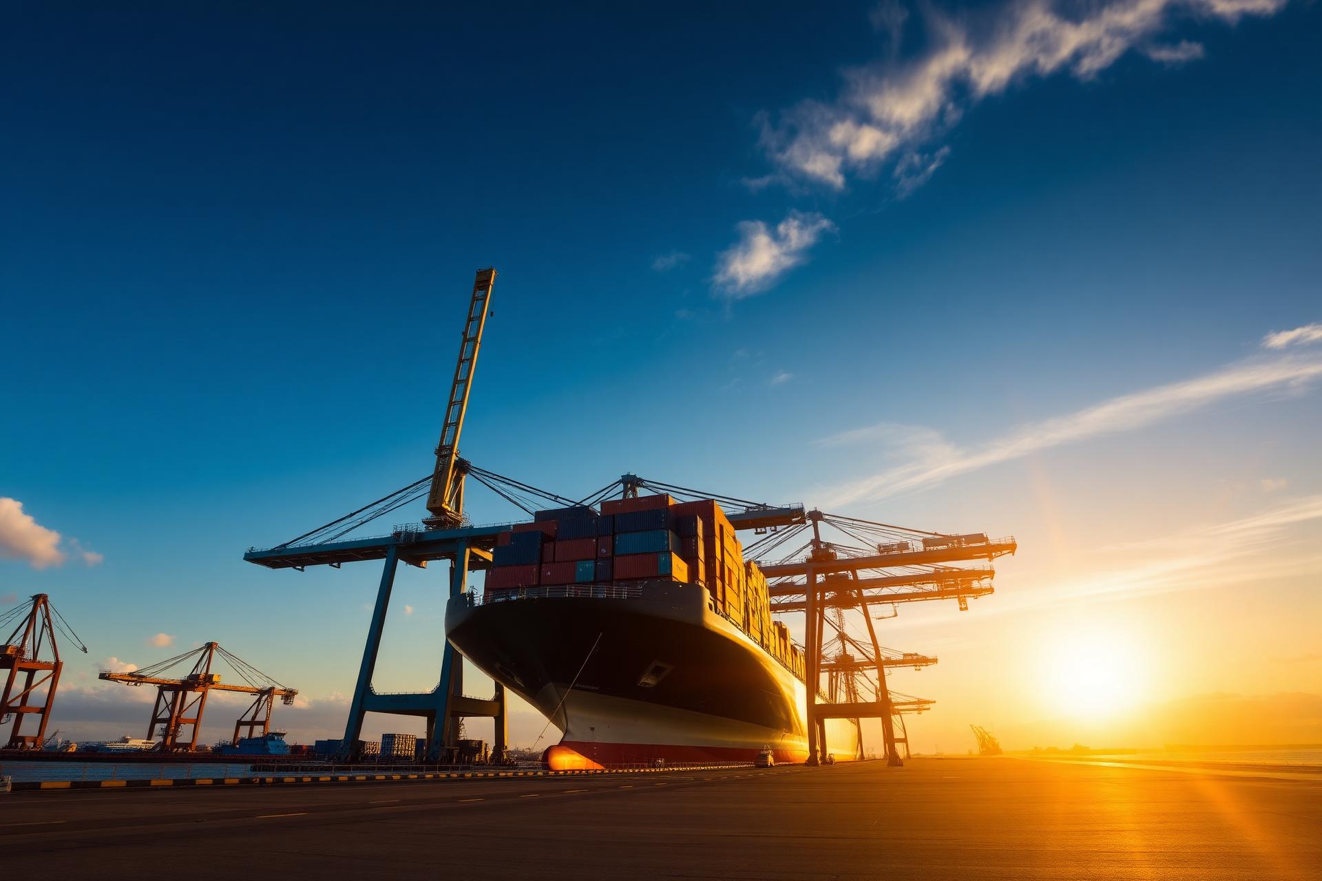 African port at golden hour